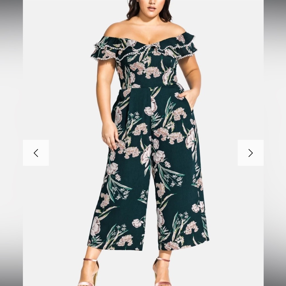 City Chic Women's Plus Fresh Field Jumpsuit Green
